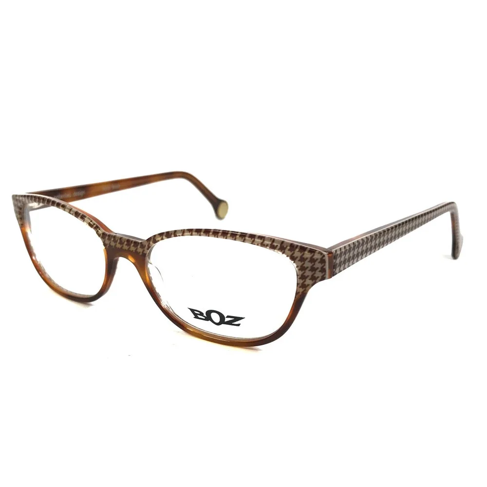 BOZ Eyeglasses Frames VANINA 0393 Brown White Black Houndstooth 52-16-145